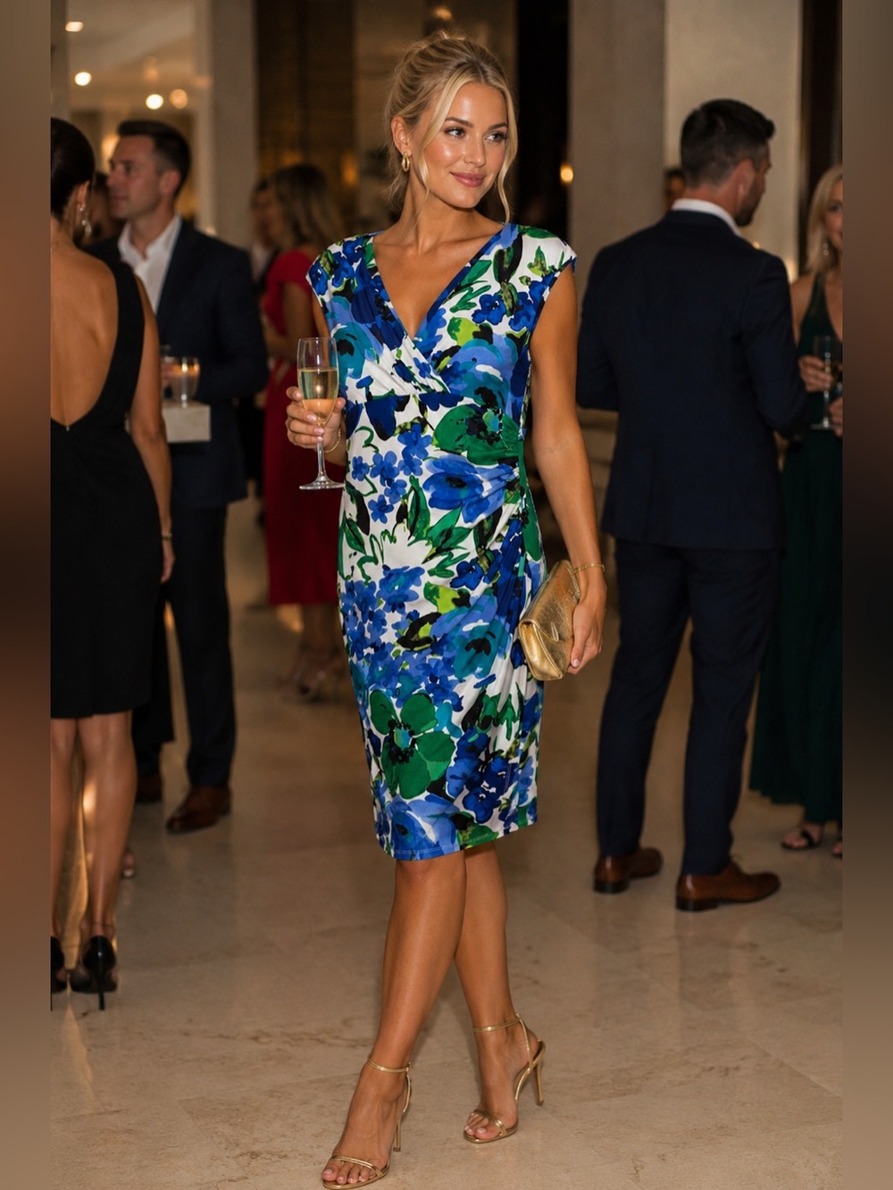 Ralph Lauren Blue, Green & White Floral Dress